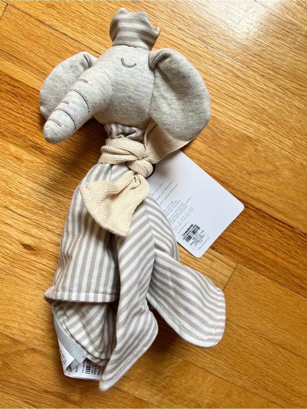 Sleepy Elephant Jersey Lovey NWT Crate & Kids